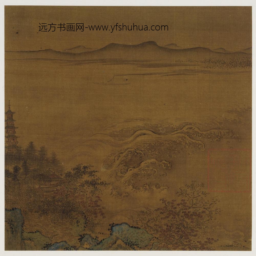 塔影溪湍远山图