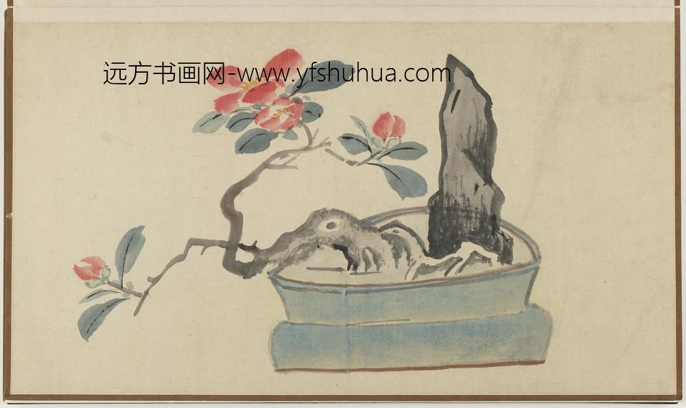孙克弘_盆植山茶湖石图