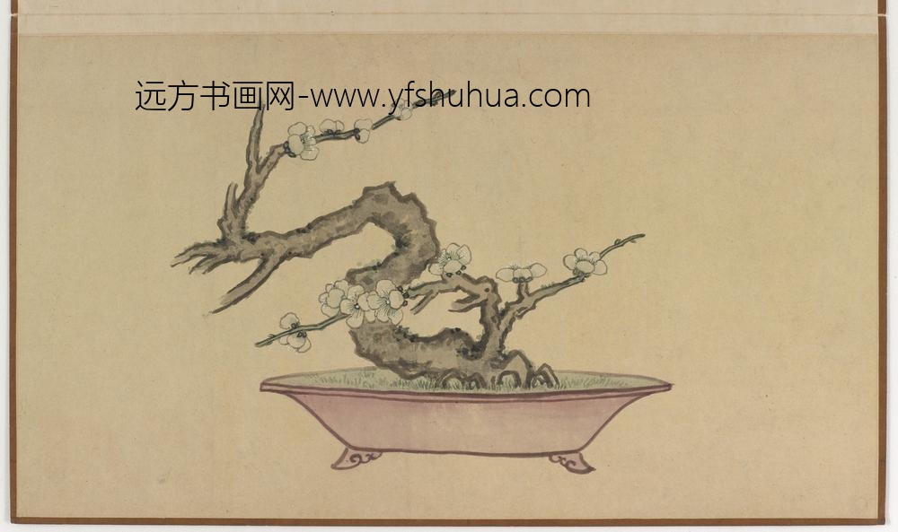 孙克弘_盆石花卉册-红梅