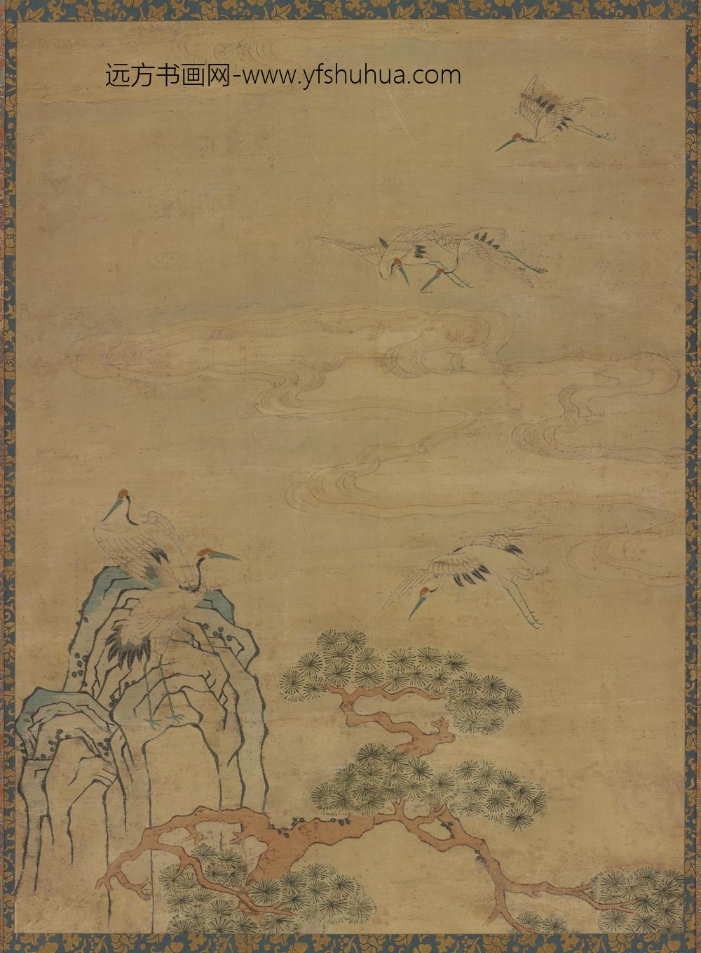 宋缂丝松鹤延年图_