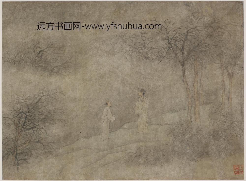 崔子忠_烟林二老行吟图
