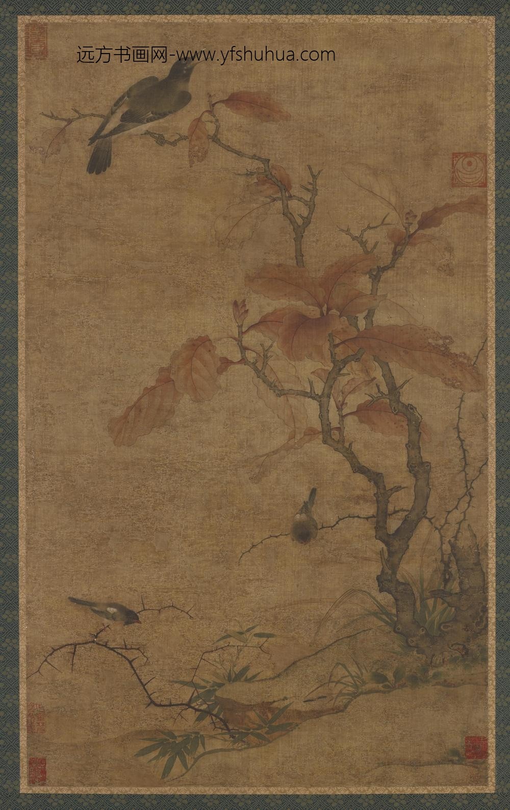 崔白_丹枫鸟鹊图_