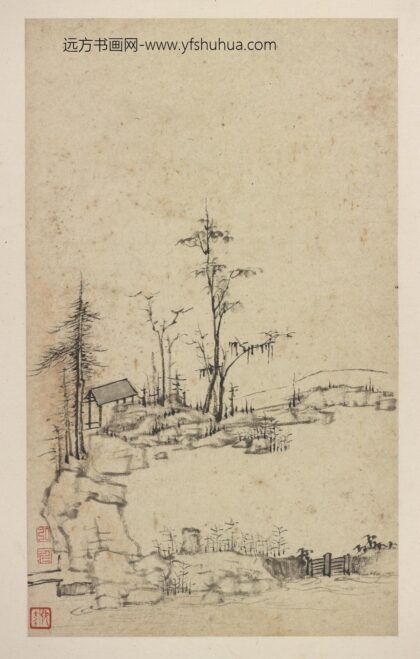 弘仁 丰溪山水册 石潭亭.jpg