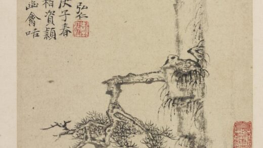 弘仁 悬崖古松图 凤江景册.jpg