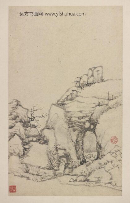 弘仁 沣河景致册 石窟茅舍.jpg