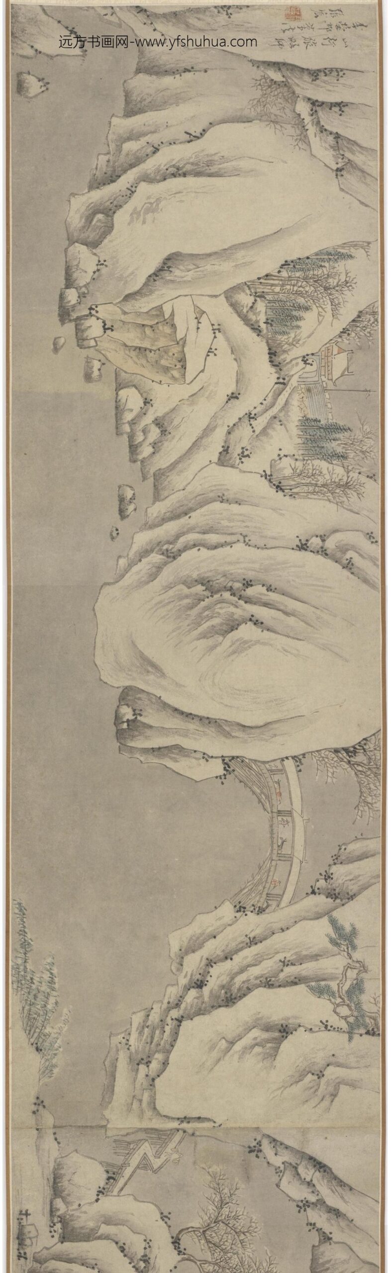 张宏_冬山行旅图_