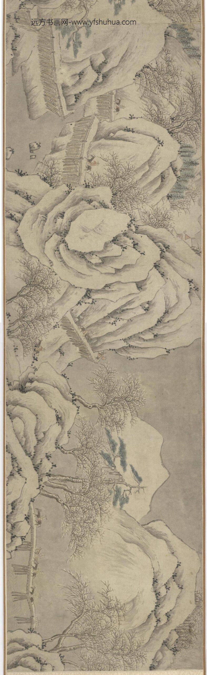 张宏_冬山行旅图_