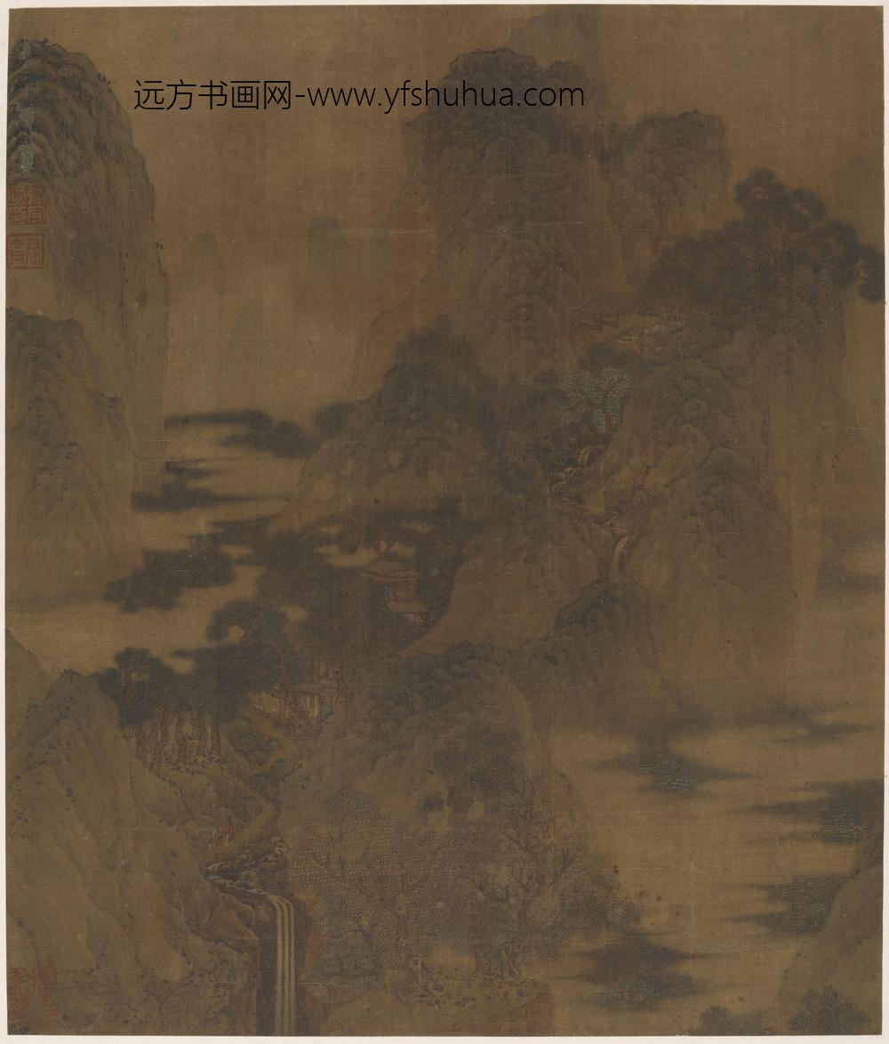 张宏_溪谷烟峦山居图