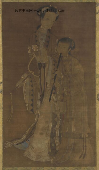 张珪 执扇弄笛仕女图.jpg