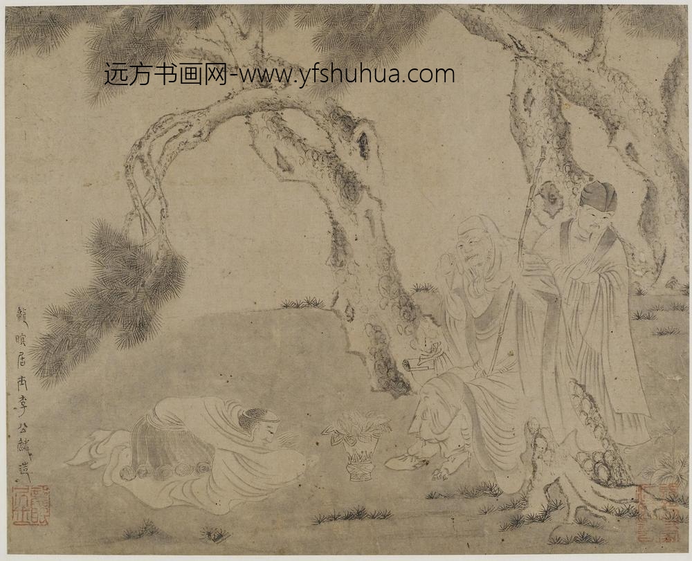 李公麟_松下罗汉侍从礼佛图