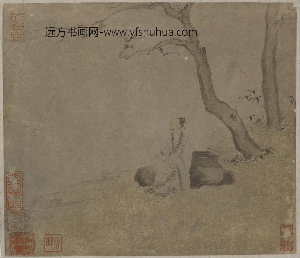 李公麟_枯树坐石图