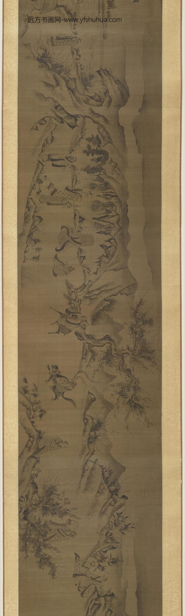 李公麟_白描罗汉观音山水图__