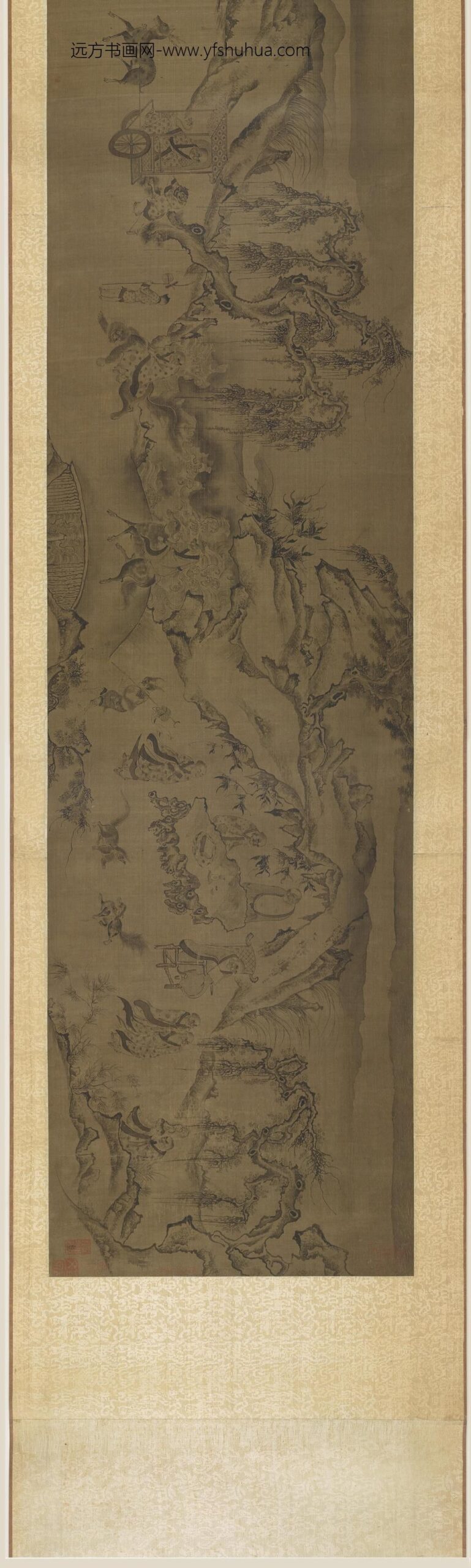 李公麟_白描罗汉观音山水图__