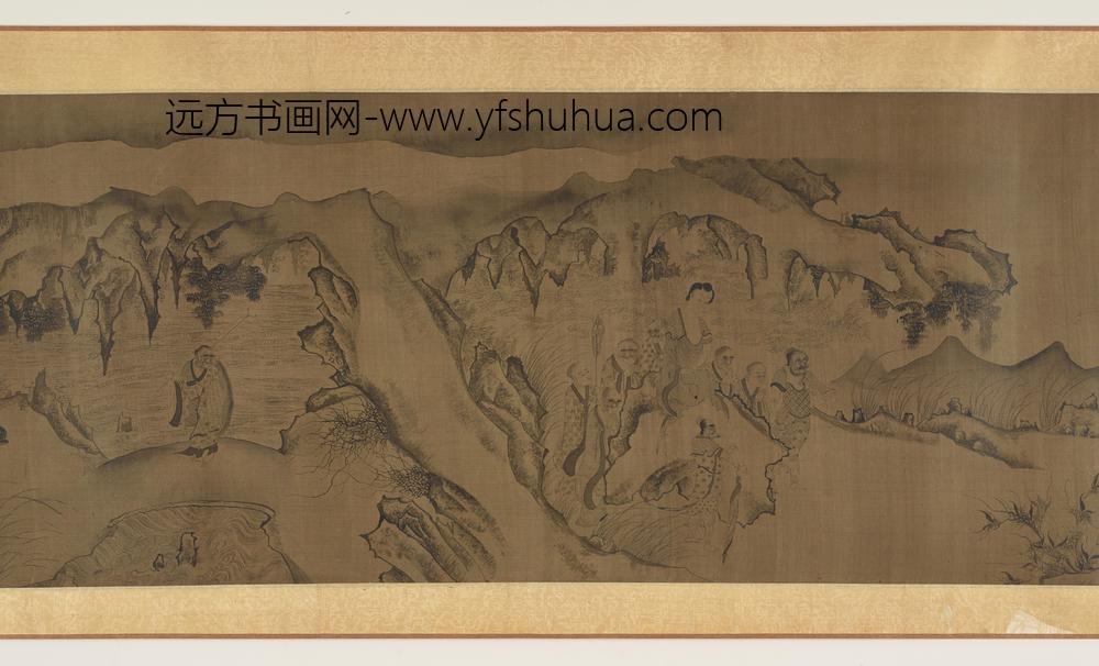 李公麟_白描罗汉观音山水图_