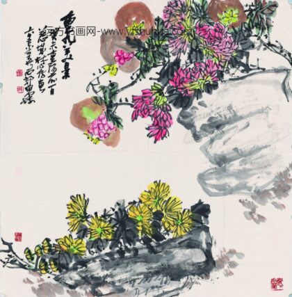 林心传 菊花石榴.jpg