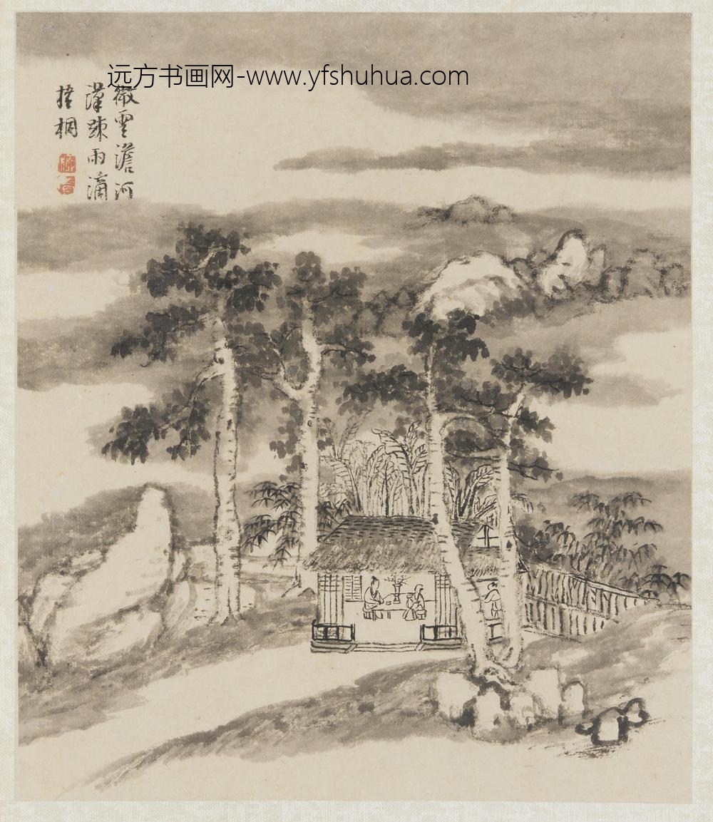 柳堉_依孟浩然诗意山水图