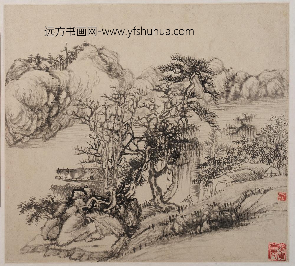 柳堉_山水图册八开_