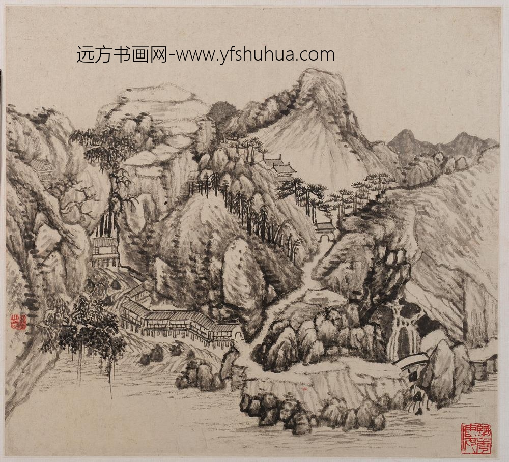 柳堉_山水图册八开_