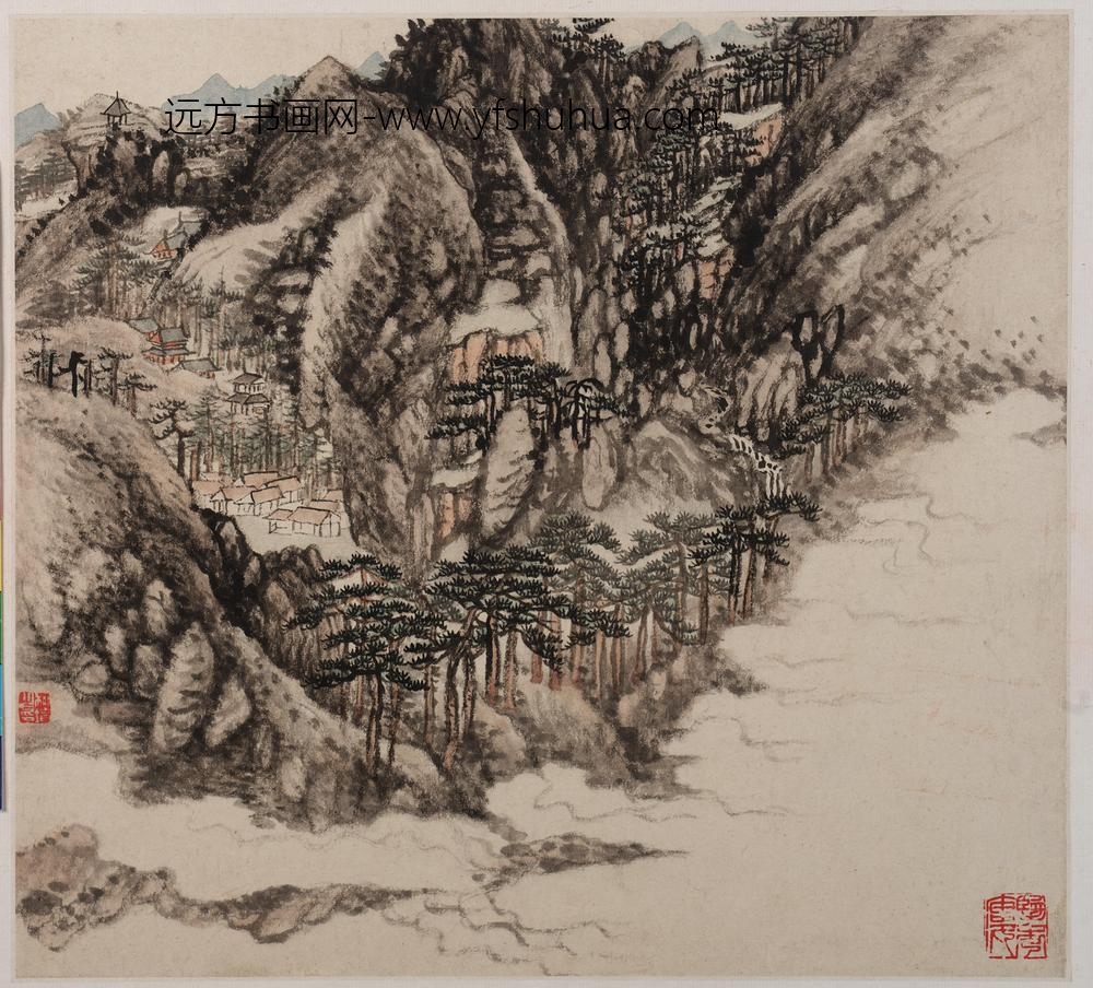 柳堉_山水图册八开_