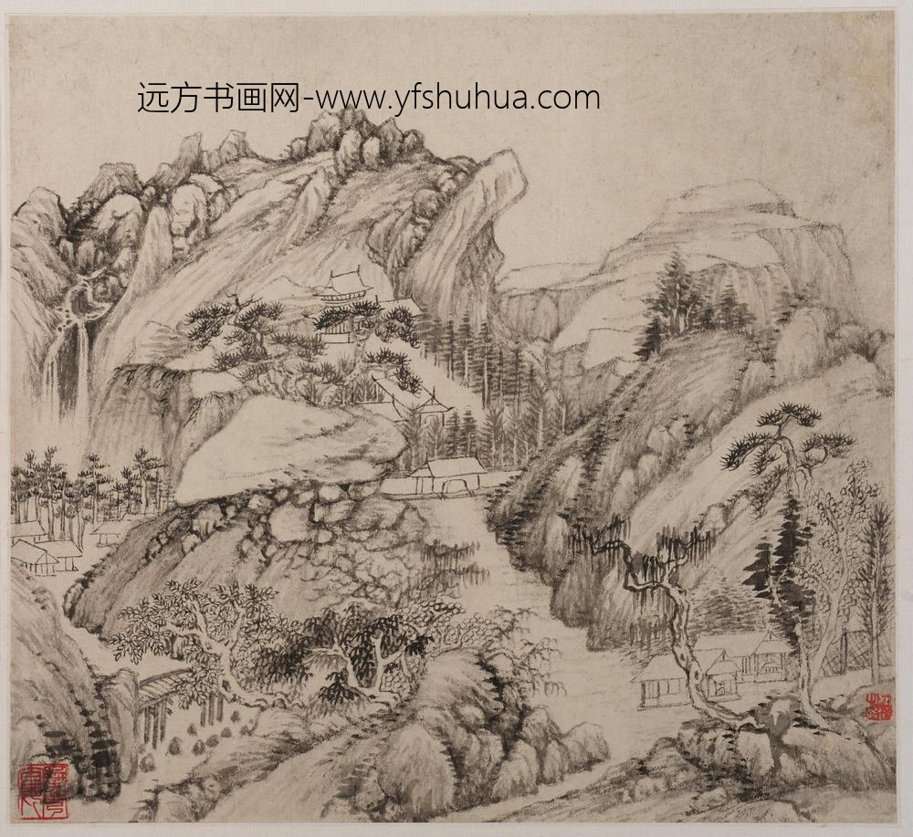 柳堉_山水图册八开_
