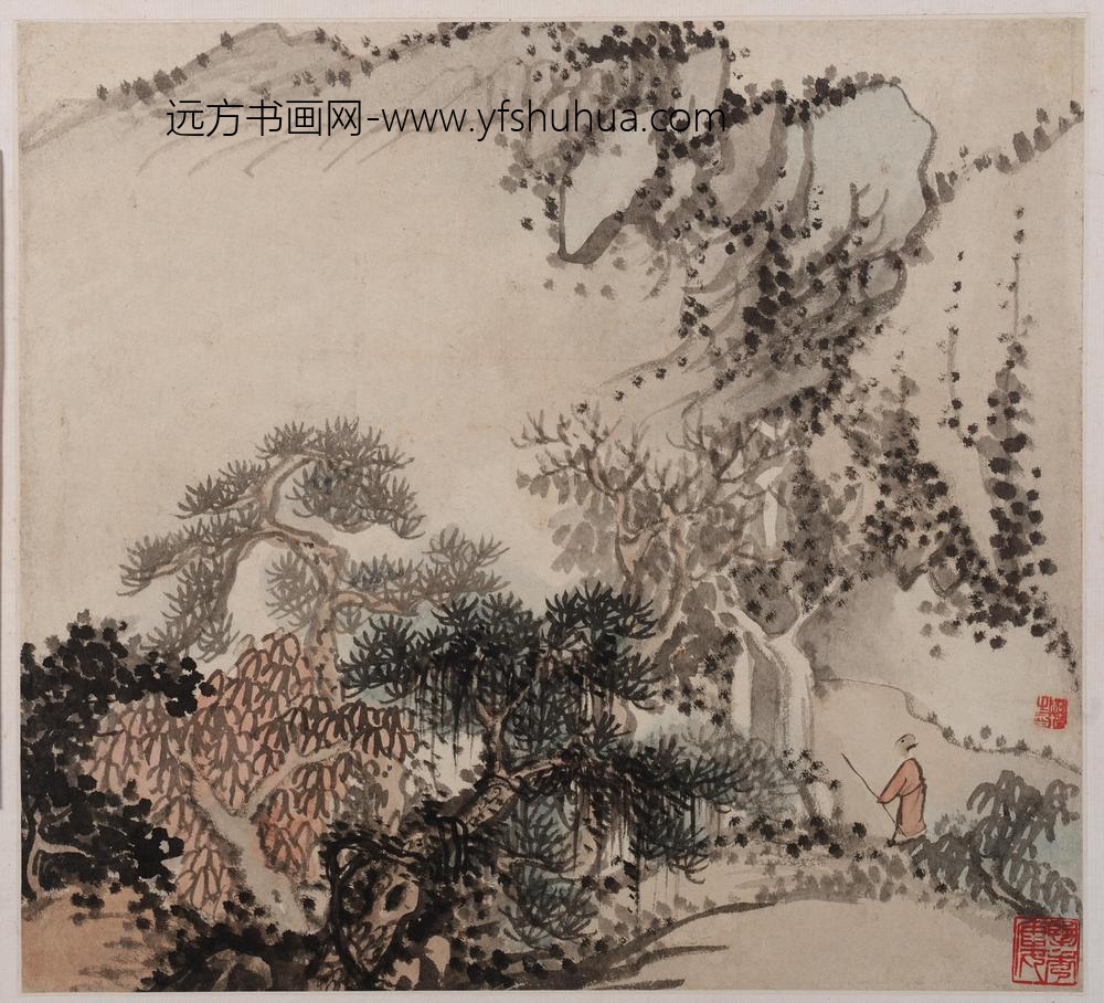 柳堉_山水图册八开_