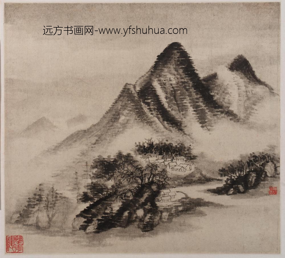 柳堉_山水图册八开_