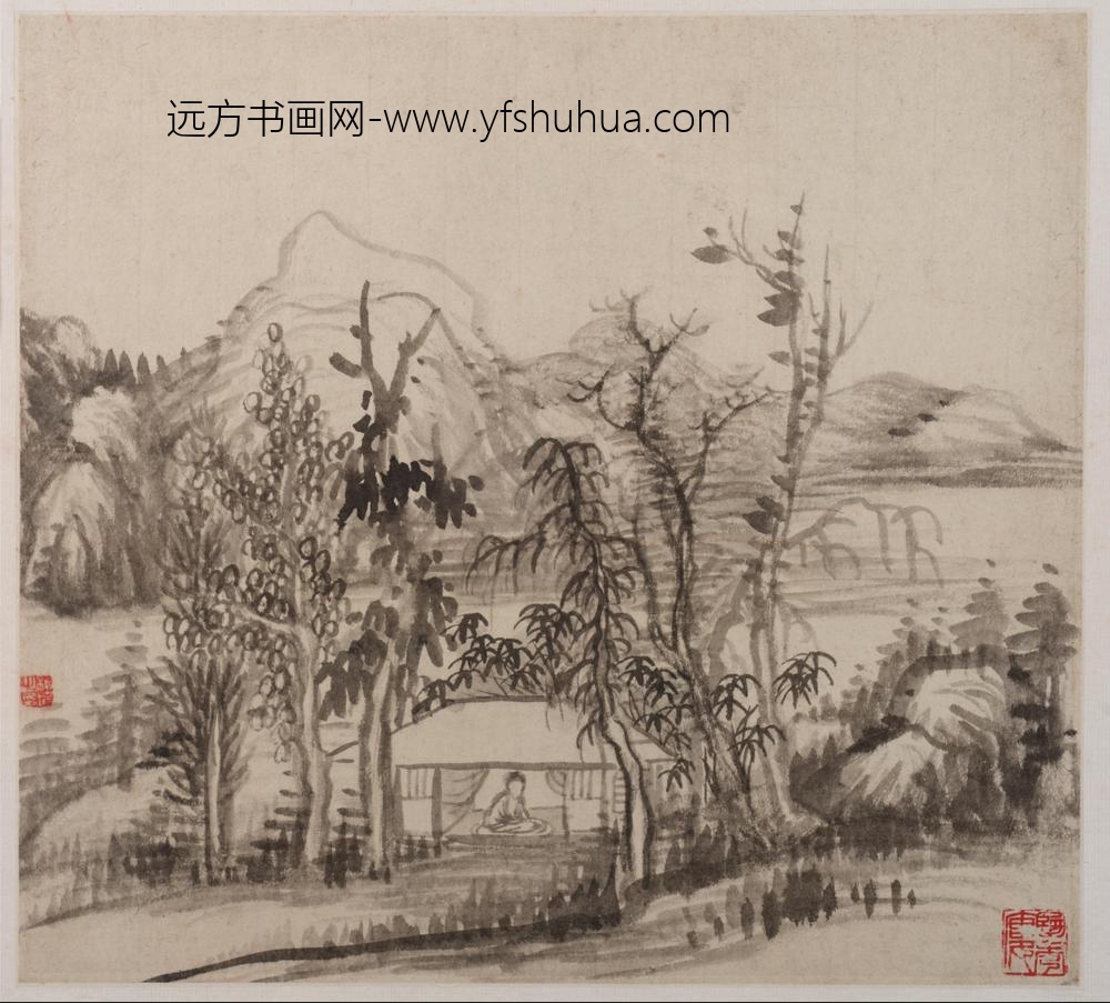 柳堉_山水图册八开_