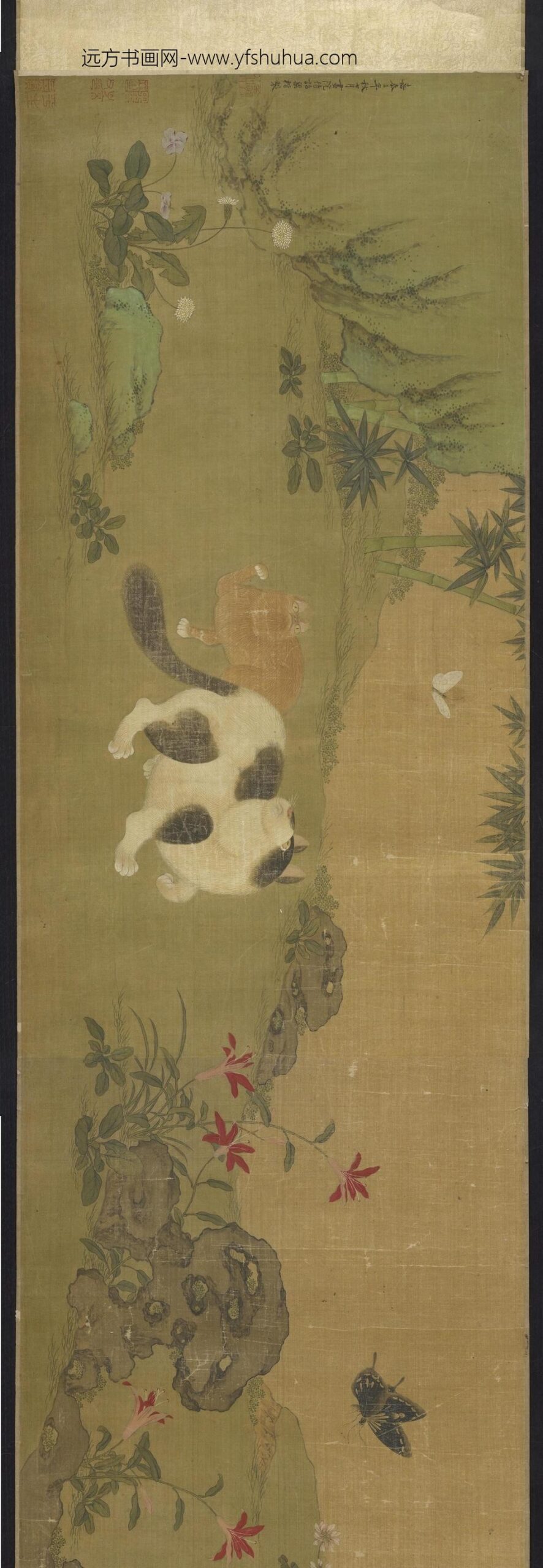 梁楷_花荫戏猫图卷_
