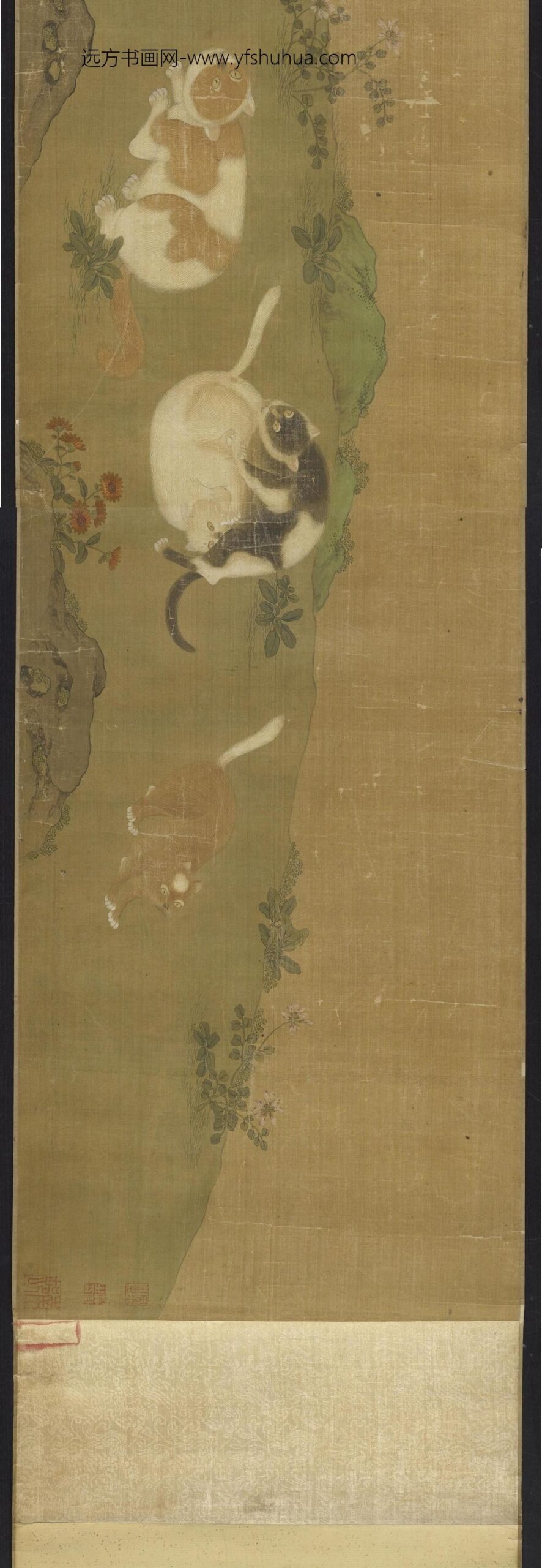 梁楷_花荫戏猫图卷_