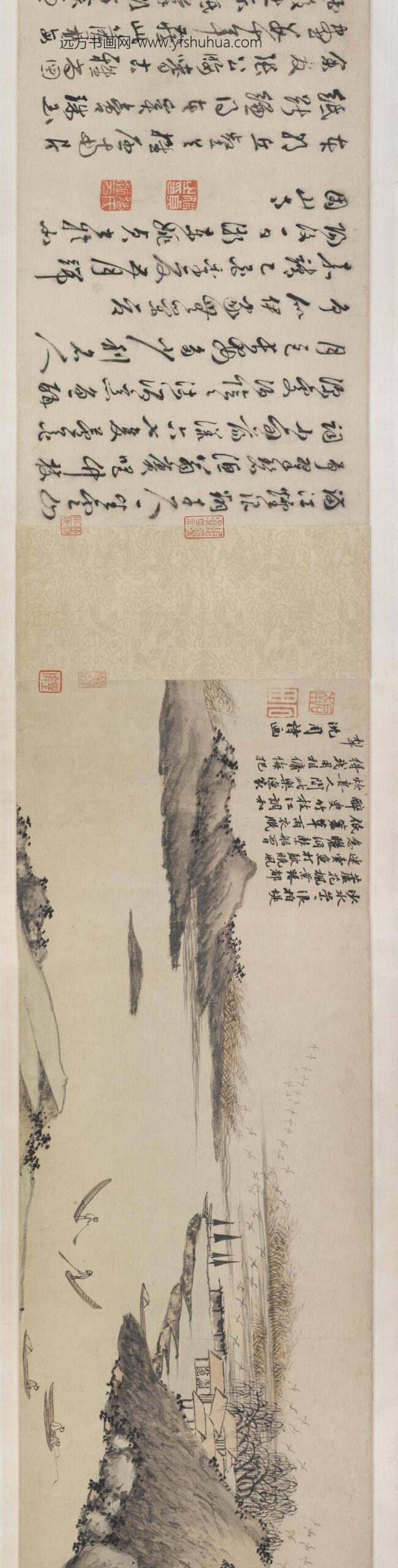 沈周_江村渔乐图卷_