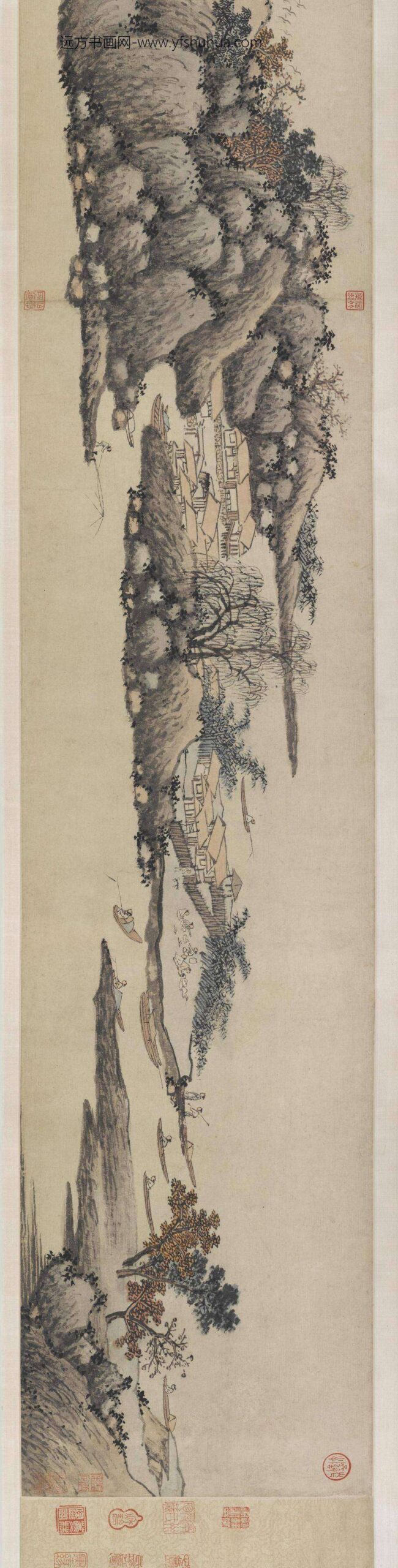 沈周_江村渔乐图卷_