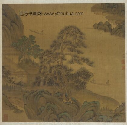沈颢灏 江村松屋渔艇图.jpg