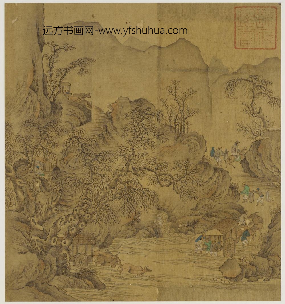 溪山牛车渡水图