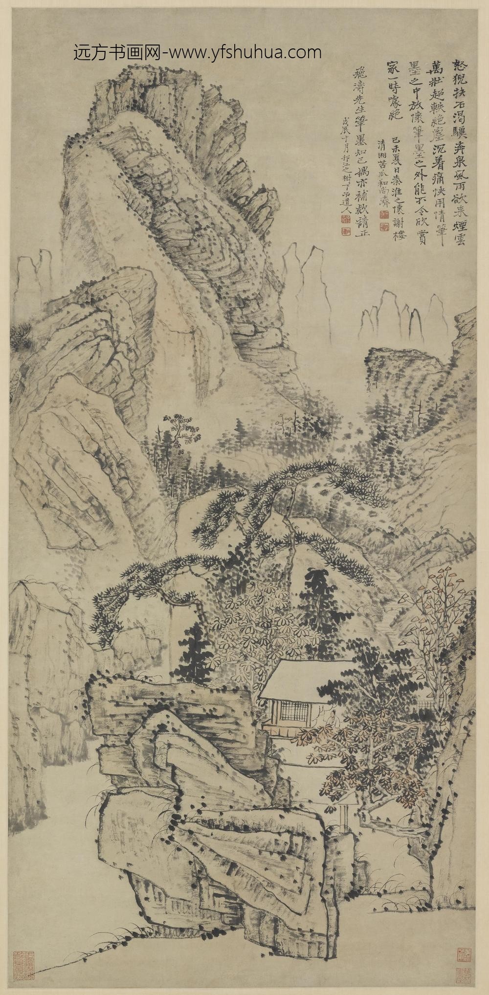 石涛_山居茅舍图