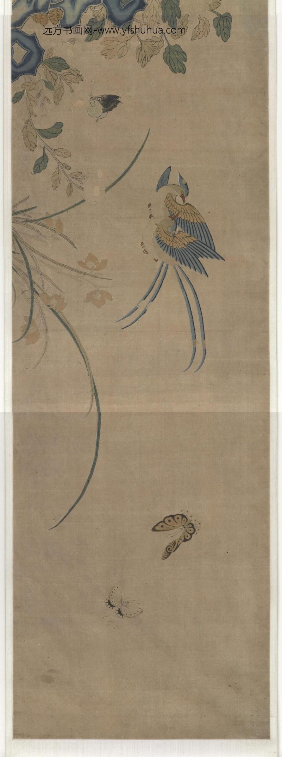 缂丝花石禽蝶图_