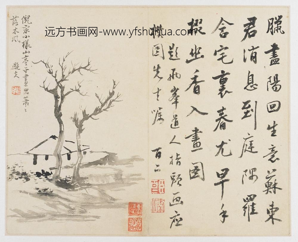 罗聘_寒林空亭图