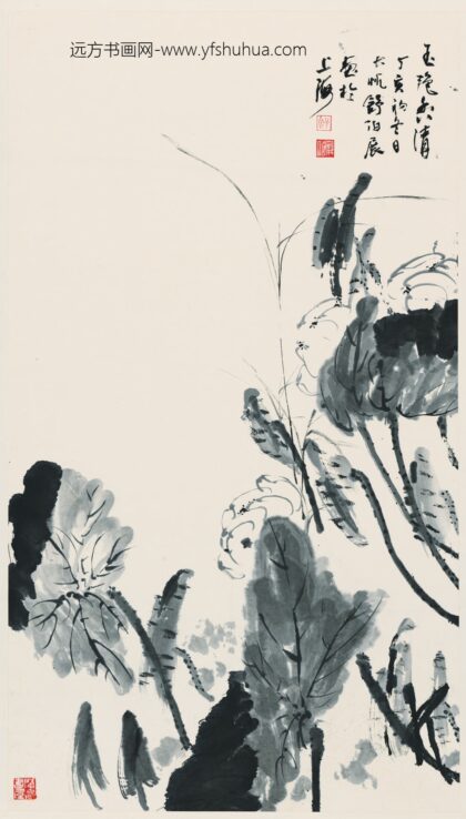 舒伯展 绘画墨荷图.jpg