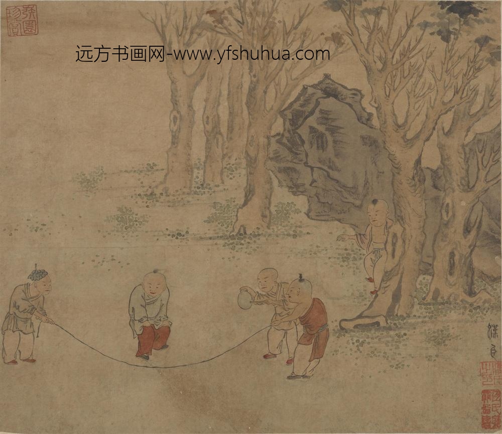 苏汉臣_清童子跳绳图册页