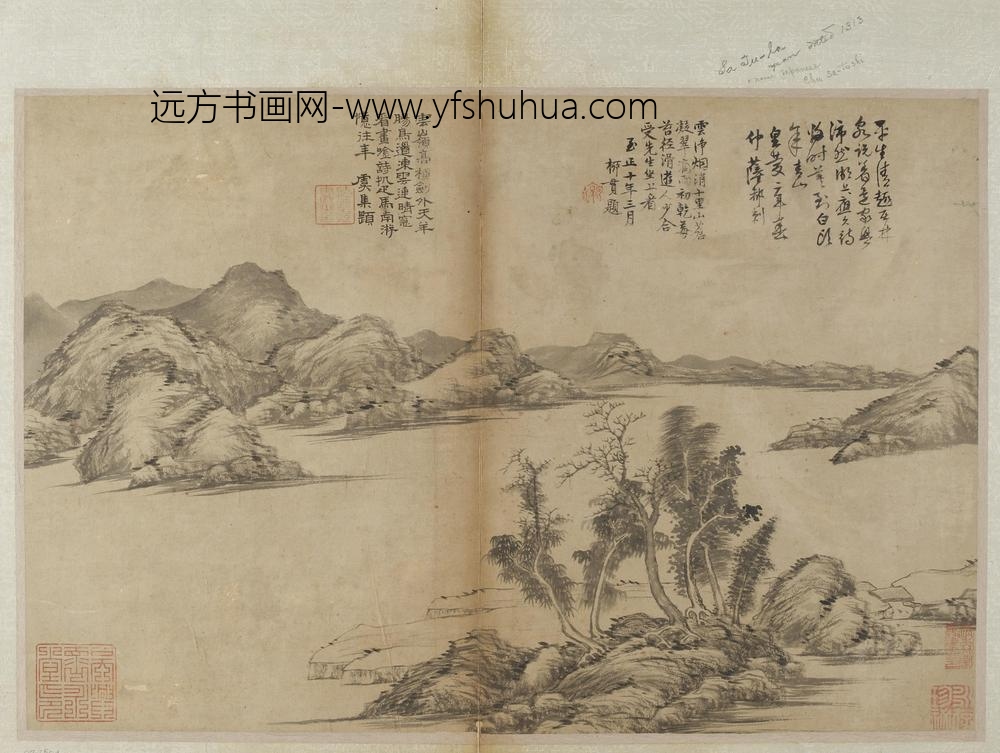 萨都剌_树石江景图