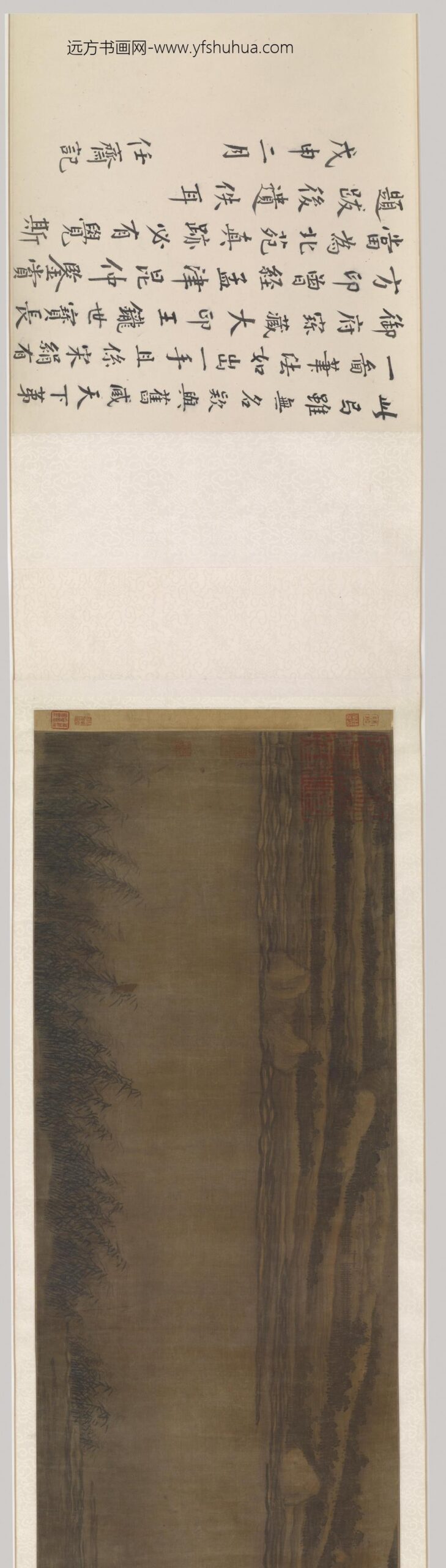董源_溪谷屋宇寺院图卷_