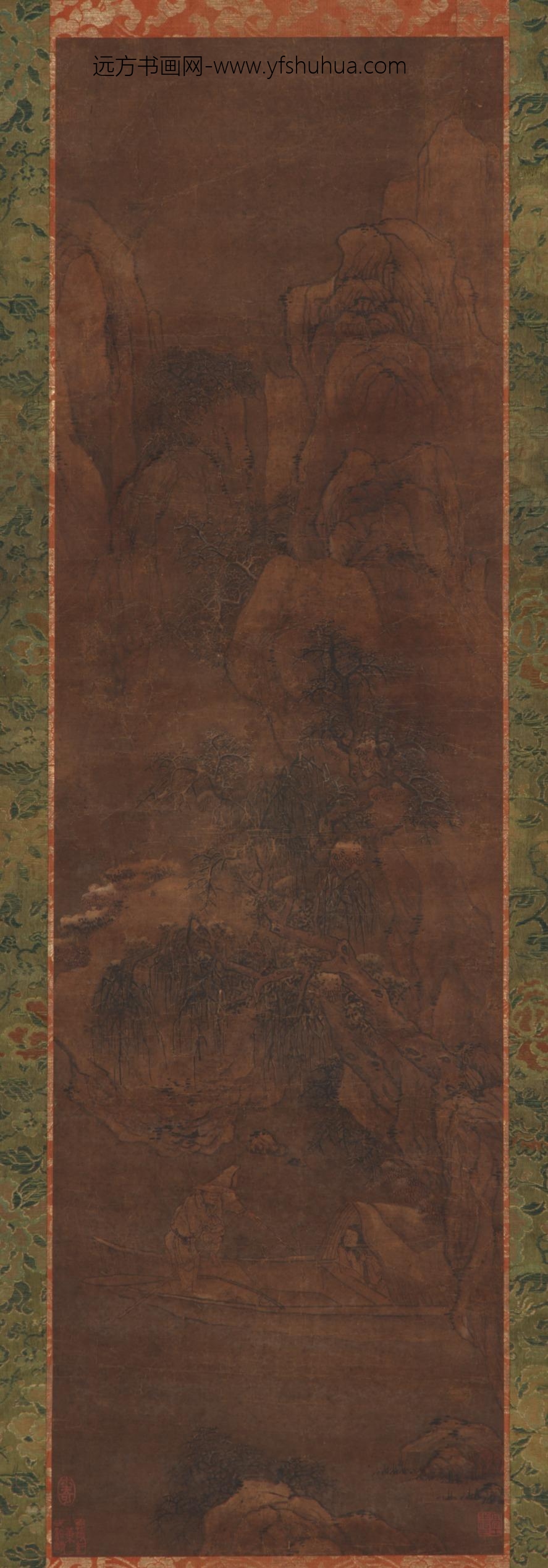 蓝瑛_冬河泛舟三人行