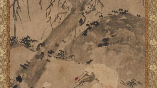 赵孟俯 山水花马行客图.jpg