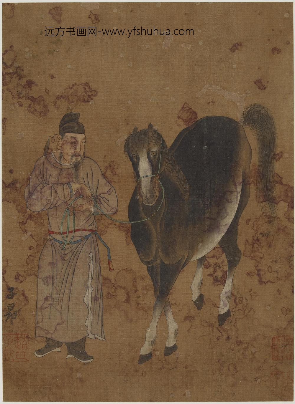 赵孟俯_牵马图