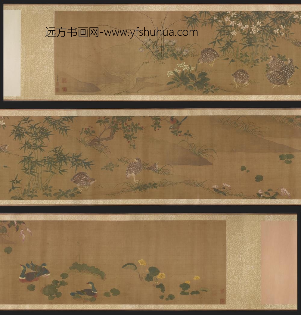 赵昌_花禽鸭鹑图卷
