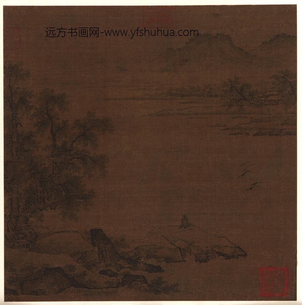 近岸人物江景图