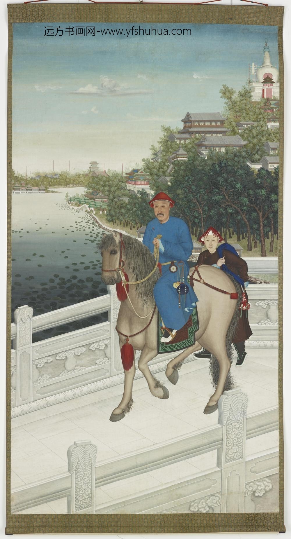郎世宁_乾隆御制金鳌玉蝀桥策马图