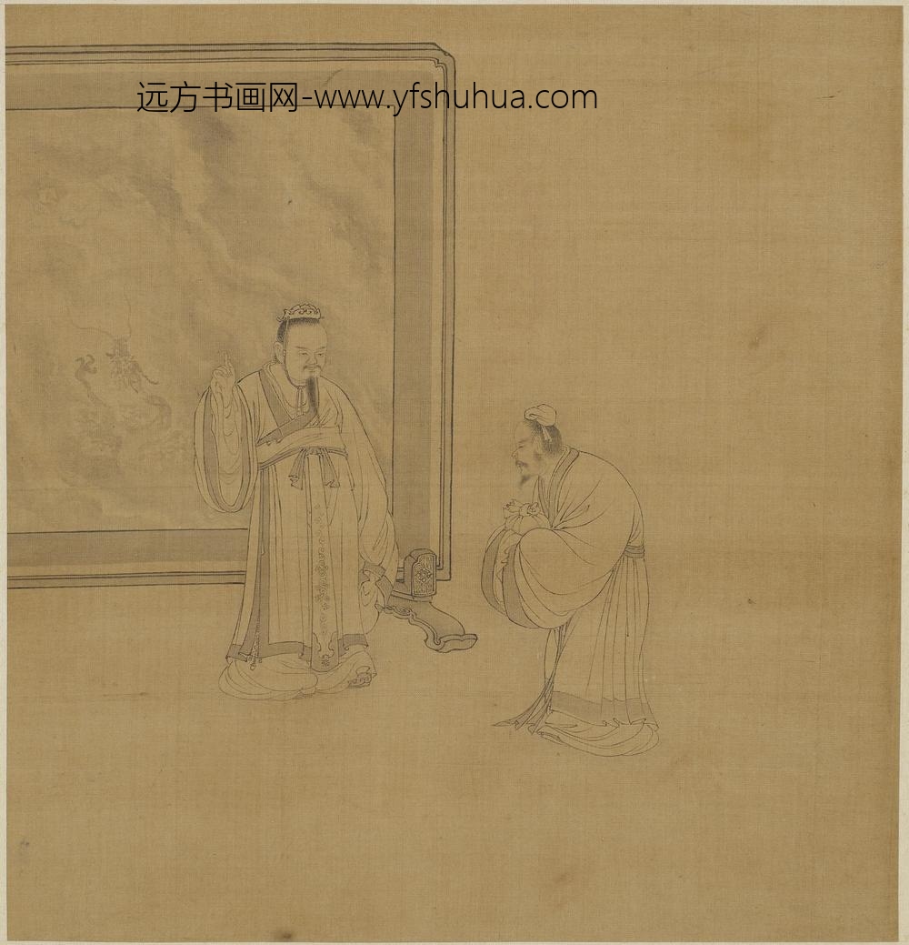 钱选_二士立龙屏图