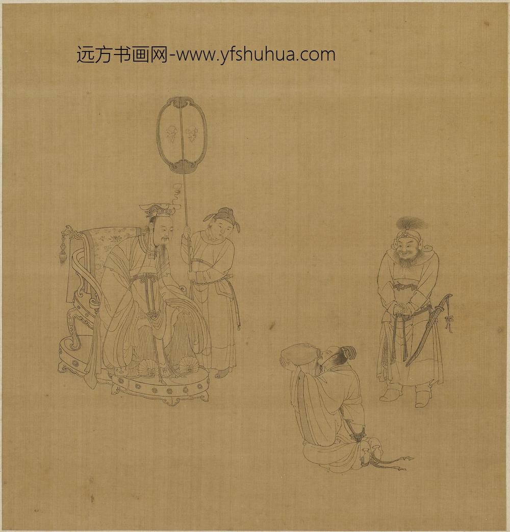 钱选_亲王坐像及侍从