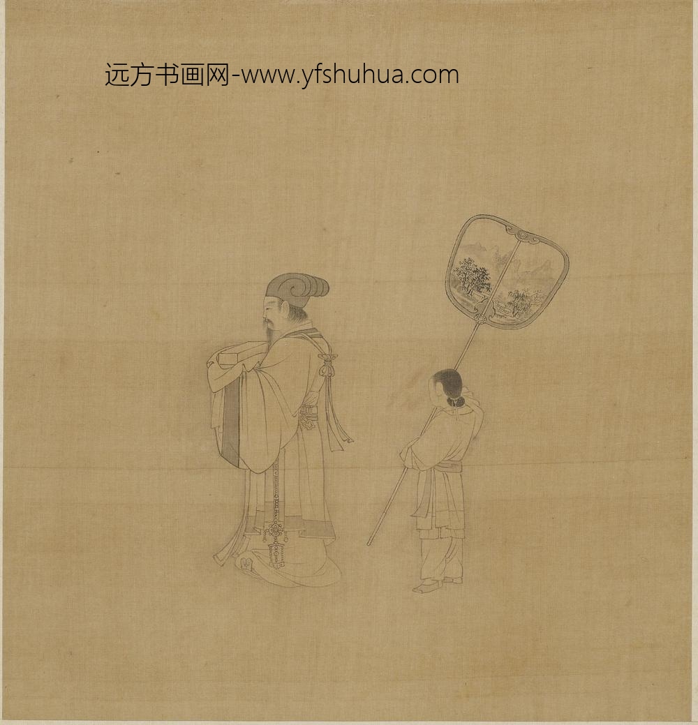 钱选_官人执扇侍从图
