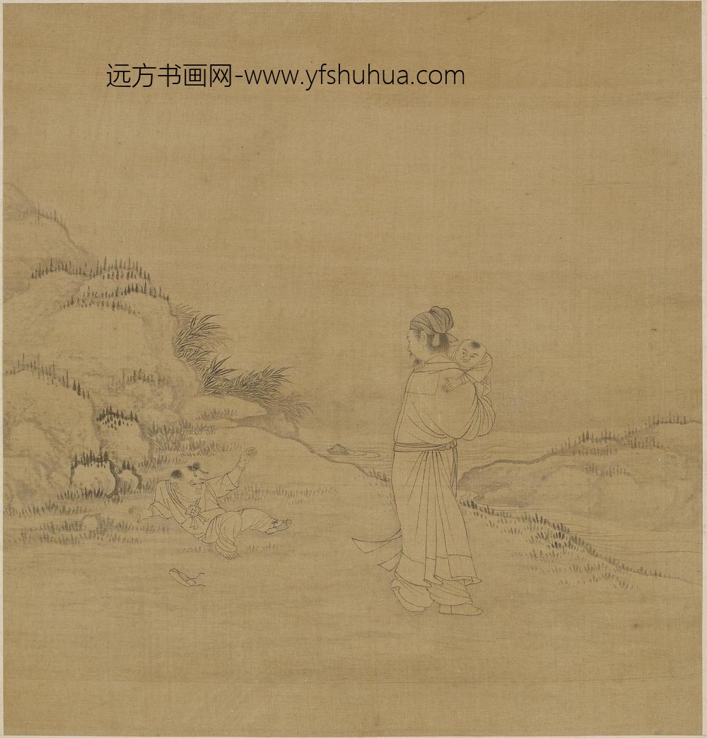 钱选_弃儿与抱婴行者图